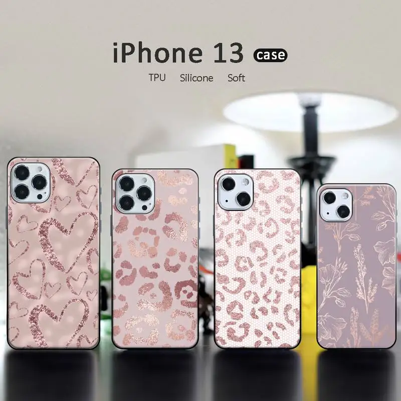 

Gold Rose Glitter Love Phone Case for iPhone 13 12 11 mini pro XS MAX XR 8 7 6 6S Plus X 5S SE 2020