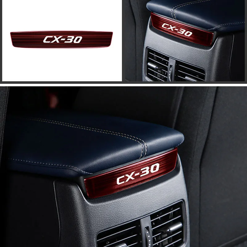 Reposabrazos Interior de acero inoxidable para Mazda 2019, 2020, CX-30, CX30, cubierta de ventilación trasera, embellecedor, accesorio decorativo para coche