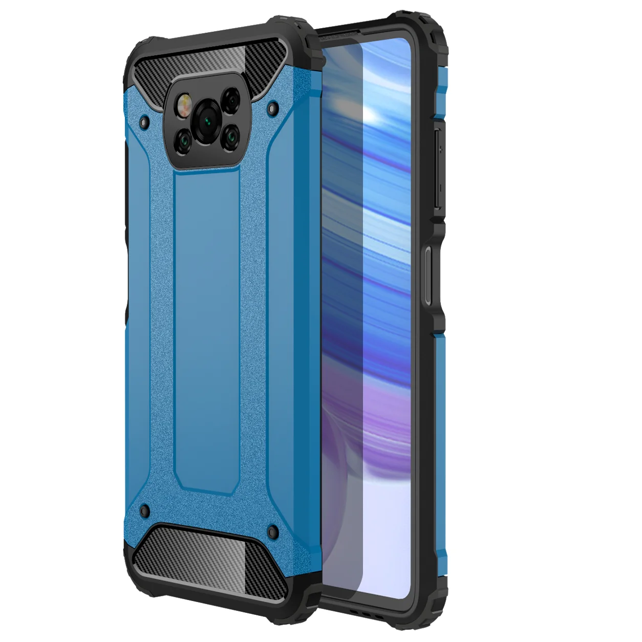 

Fashion Four Corners Anti-Fall Armor Phone Case For Xiaomi Mi Poco X3 Pro Pocophone X3 NFC Shockproof Rugged PC Protector Cover