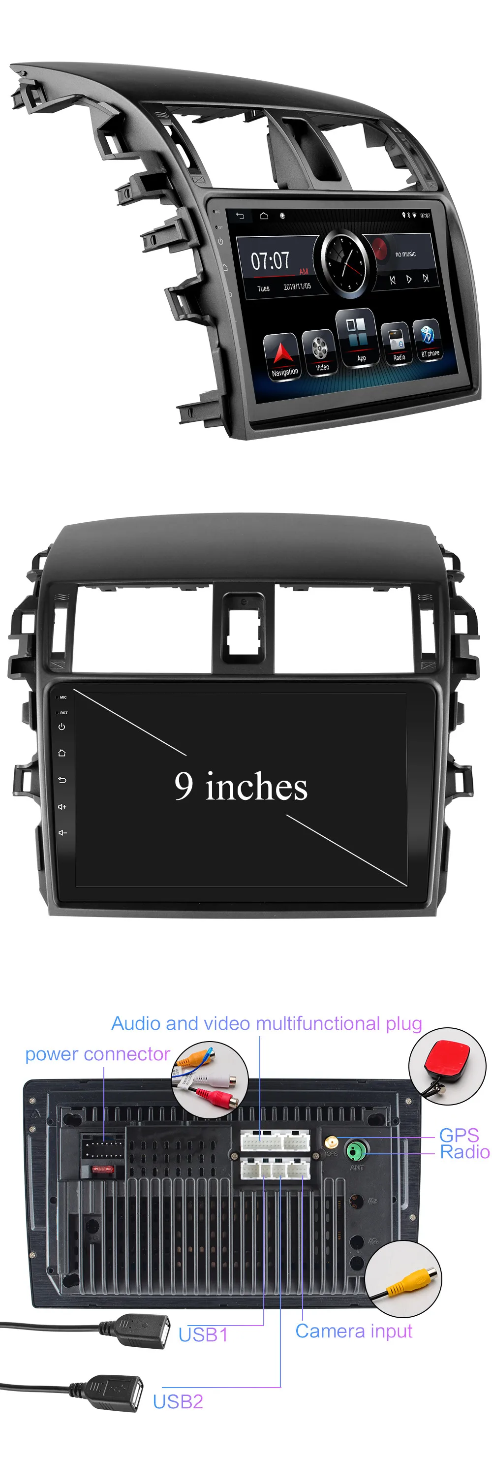 Car Radio Multimedia Video Player Mirror Link For Toyota Corolla E140/150 2008 2009 2010 2011 2012 2013 No Android 2 DIN