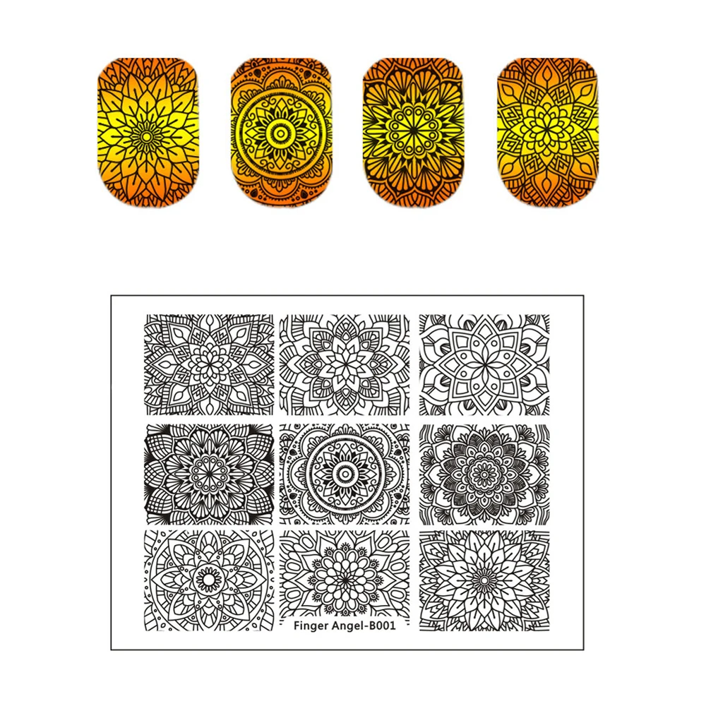 10 шт. штамповочных пластин для ногтей + 1 силиконовые штампы шаблоны изображения