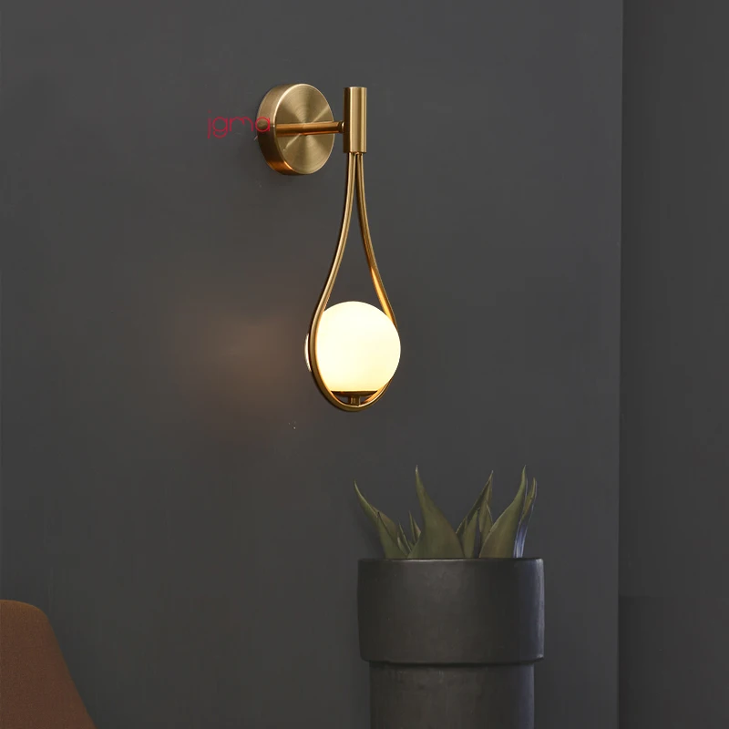 

Hot sale Nordic Glass ball wall lamps brass Modern living room Decor metal LED Wall Lamp fashion bedside lamp