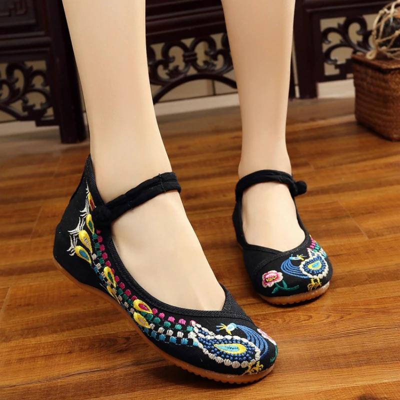 2019 Женская обувь в виде этнического павлина обуви холст вышитые Nation Wind/ткань