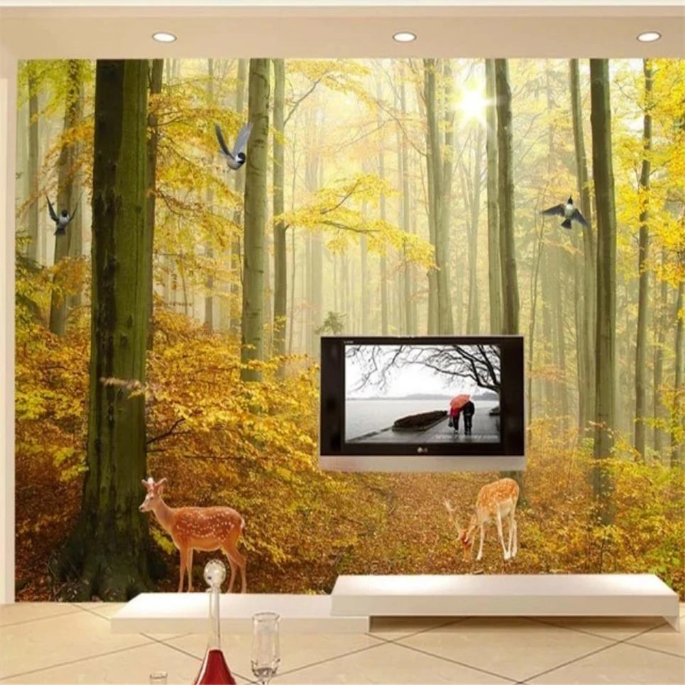 Современный простой лесной пейзаж лес обои фоновая стена 3d | Строительство и