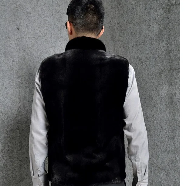 Fluffy Faux Fur Waistcoat 2019 Winter Sleeveless Vest Coat Mink Overcoat Black Stand Collar Gilet Femme XL722 | Мужская одежда