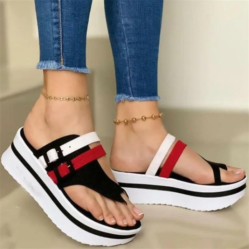 Летние Новые Модные женские сандалии на танкетке повседневные Студенческие