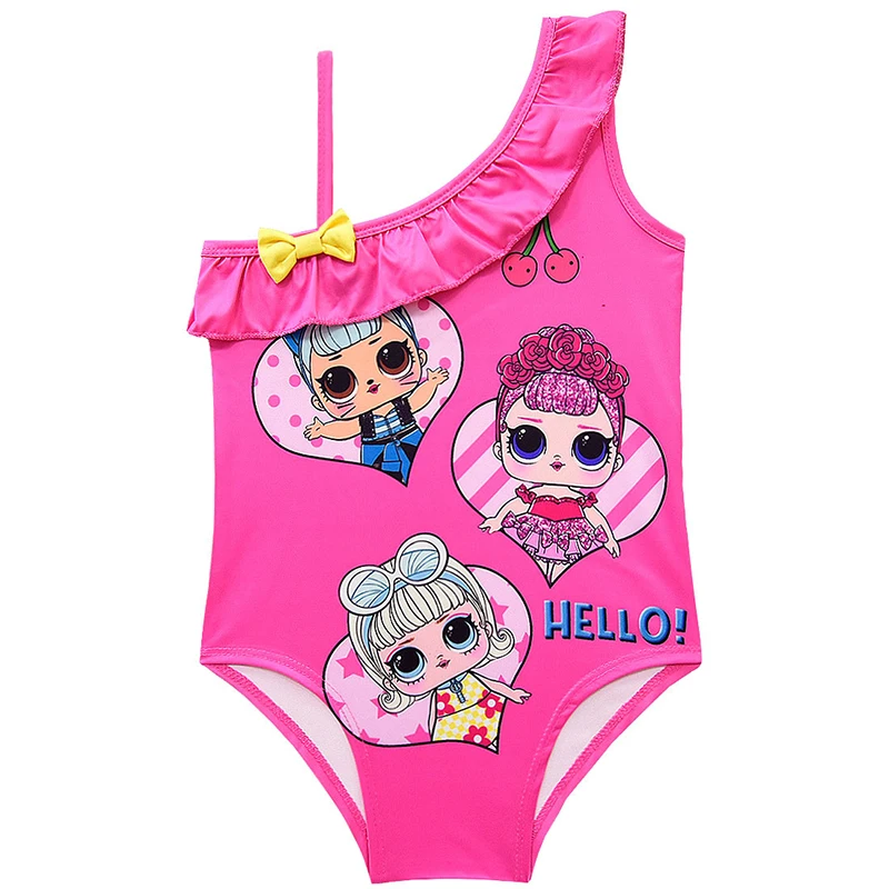 Цельный купальный костюм для девочек 2020 детский с бантом малышей оборками из