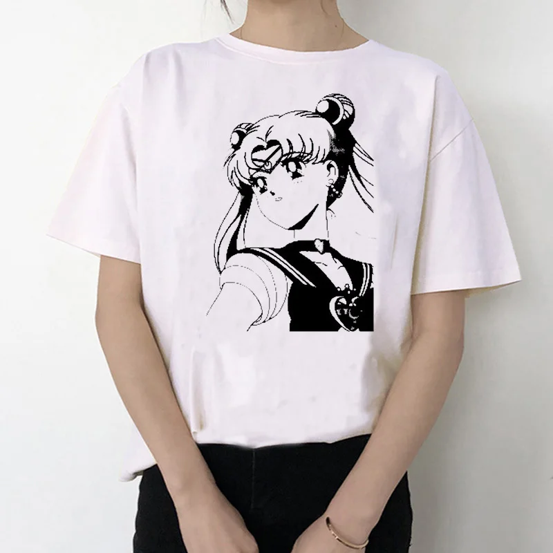 Sailor Moon 90s забавная футболка кофта с капюшоном футболка Эстетическая кошка аниме Женская Милая футболка Kawaii тройники мода Ullzang