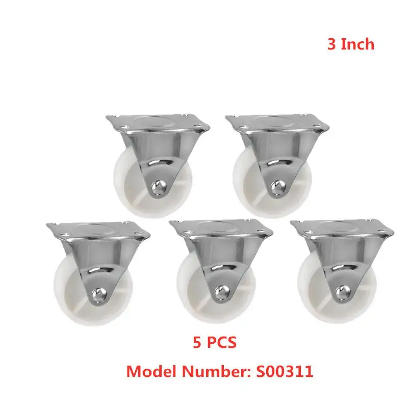 5 шт./лот ролики 3 дюймовая пленка белое фиксированное колесико из полипропилена