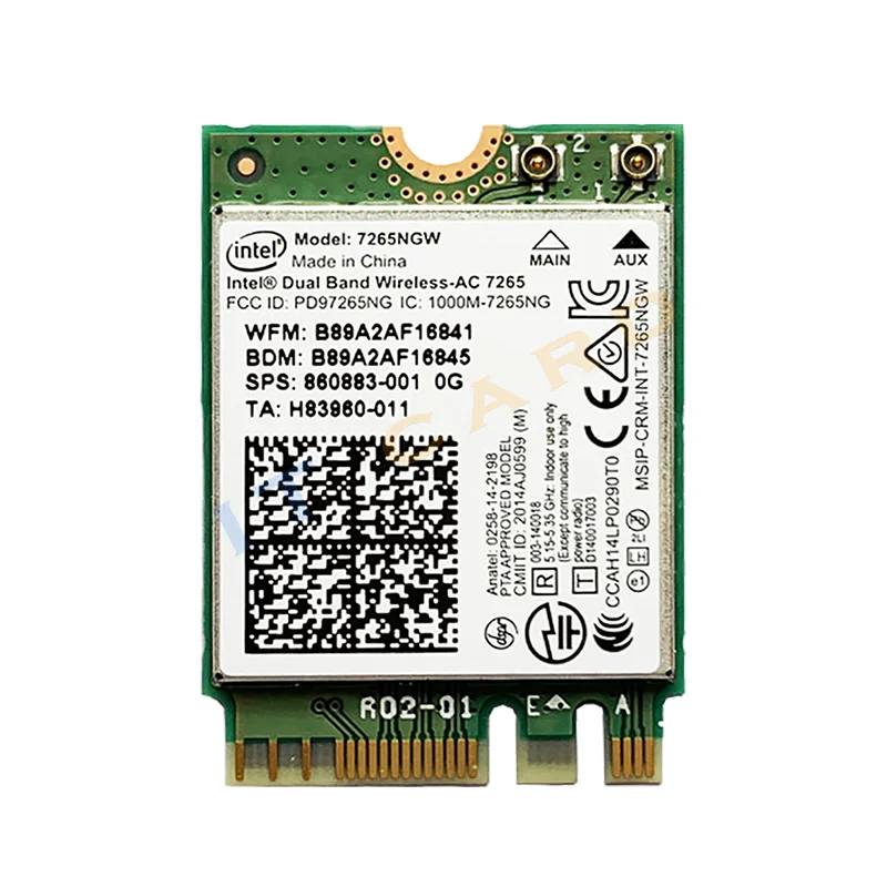 Двухдиапазонная 2 4G/5 ГГц 802.11ac Intel Wireless AC 7265 7265NGW 867 Мбит/с Wifi Карта BT 4 NGFF M.2