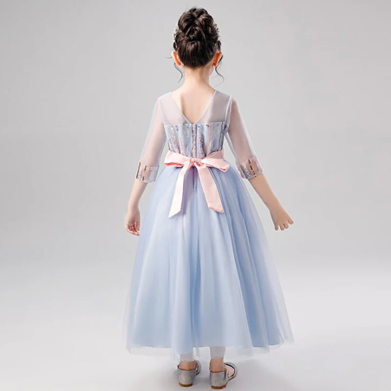 Навечерние ное платье для девочек с цветочным рисунком коротким рукавом девушка