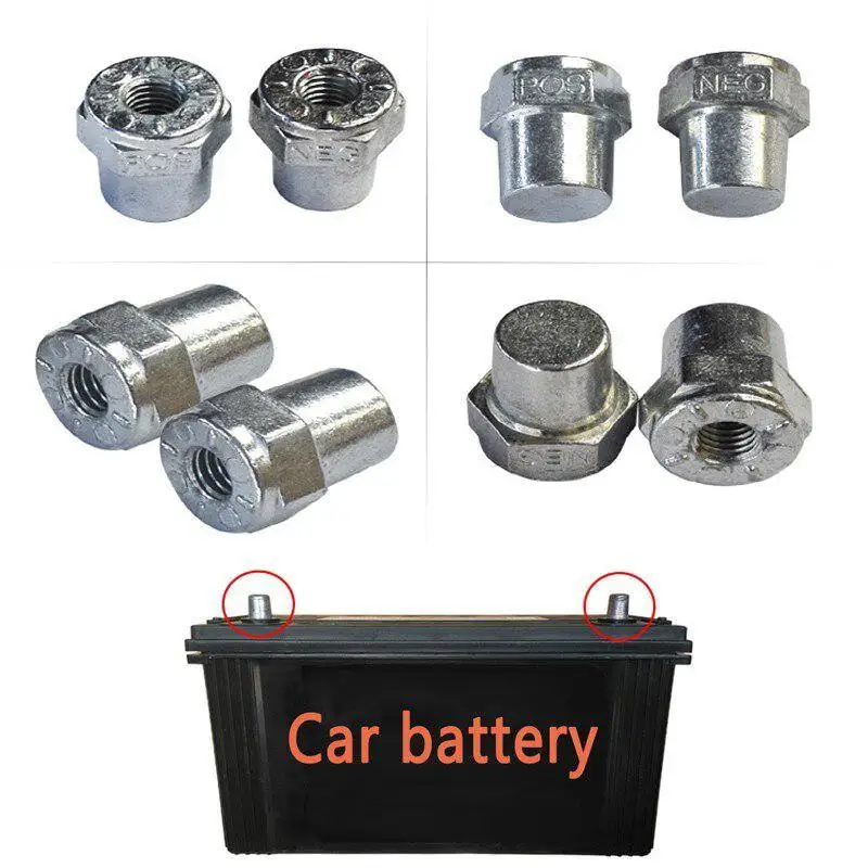 

1Pair Car Alloy Positive&Negative Battery Top Post Terminal Adapter Converter Connector Battery Corrosion Resistance Accessories