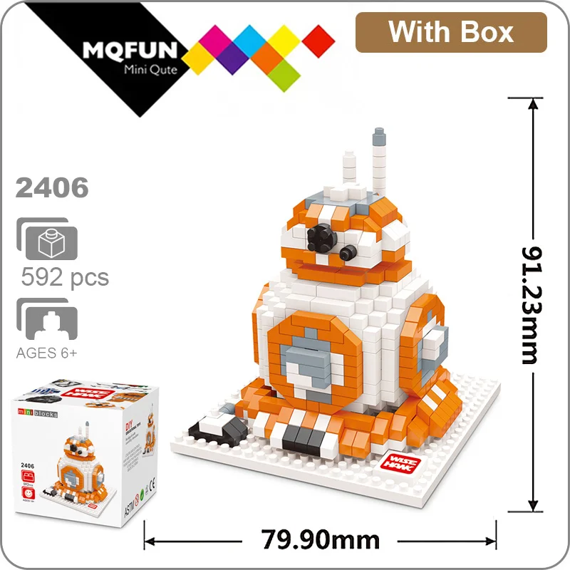 2406 With Box Wisehawk Diamond Star fighting BB8 R2D2 XWing Дарт Вейдер пластиковый строительный блок Сборная модель фигурки обучающая игрушка - Цвет: 2406 With Box