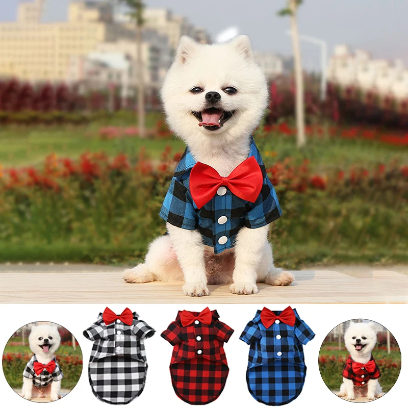 Одежда для домашних животных HS клетчатая рубашка в полоску костюм свадебное