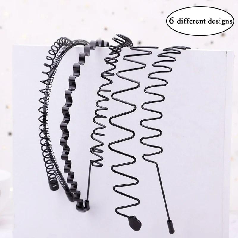 

Men Black Wavy Headbands Metal Invisible Hair Hoop Sport Headband Hair Band Hair Accessories Headdress