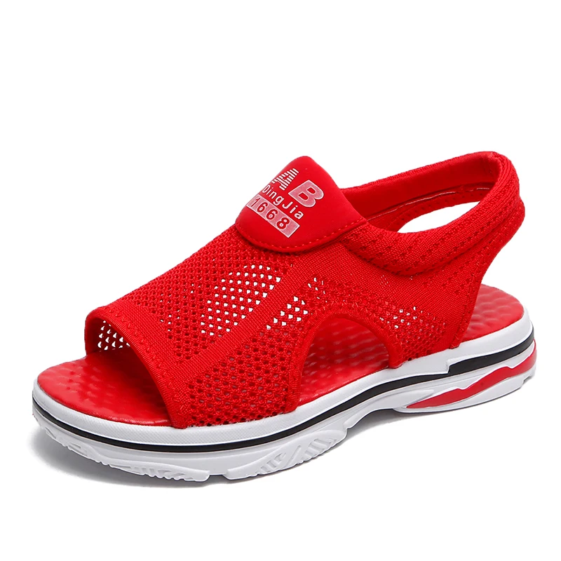 

2021 New Summer New Mesh Soft Bottom Casual Breathable Running Shoes Flat Student Fish Mouth Shoes