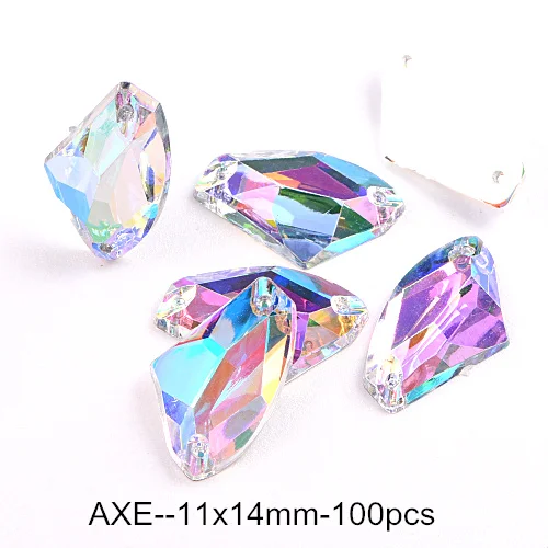 11x14mm-100pcs Смола Кристалл AB смолы Круглые пришивные стразы с плоским основанием пришивные стразы для одежды B3649 - Цвет: 11x14mm-100pcs