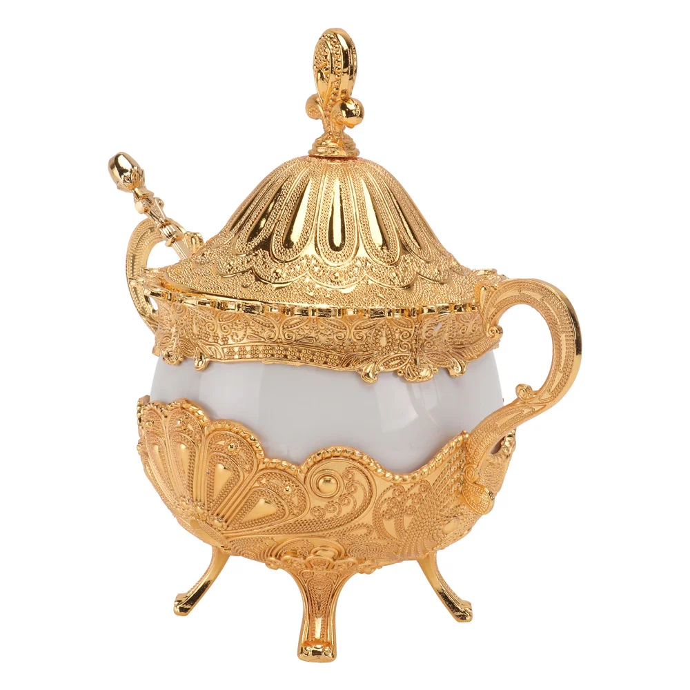

1Pc Candy Canister Condiment Container Kitchen Seasoning Box Sugar Cup (Golden)