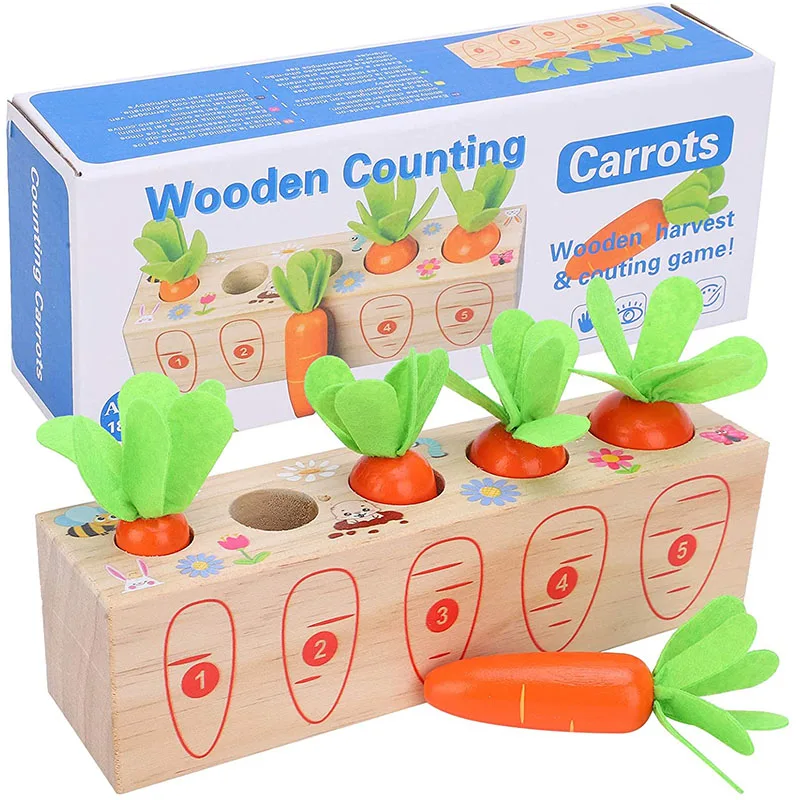 

Wooden Carrots Counting Kids Toy Montessori Materials Pull Carrot Memory Games Learning Toy Funny Educational Toys For Children
