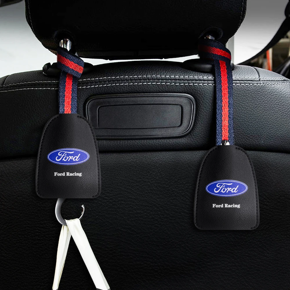

Portable Multifunction Car Logo Seat Back Leather Hook Hanger Holder For Ford Fiesta EcoSport Escort Focus 1 2 3 mk2