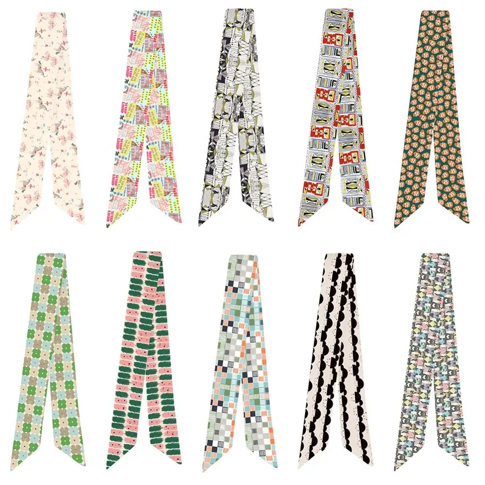 

New Chiffon Small Scarf Handle Bag Ribbons Women Fashion Scarf Hair Bag Handle Decoration Tie Multifunction Hand Ribbon 95*5 cm