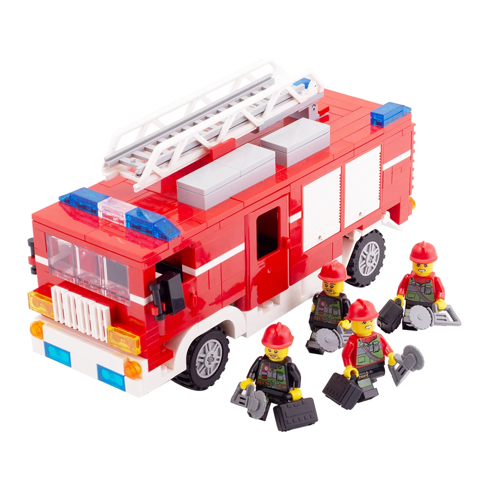 

650PCS MOC City Police Fire Truck Building Blocks Firefighter Car Figures Parts Rescue Vehicle Model Bricks Toys for Boys Gifts