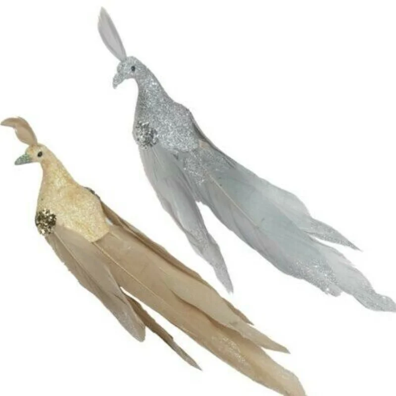 

19cm Clip on Peacock - Glitter Christmas Tree Decoration - Choose Colour