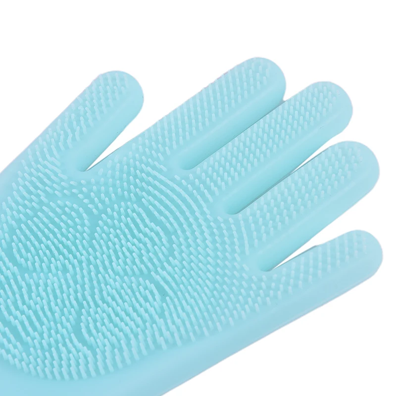 

Magic Silicone Dishwashing Scrubber Dish Washing Sponge Rubber Scrub Gloves Kitchen Cleaning 1 Pair