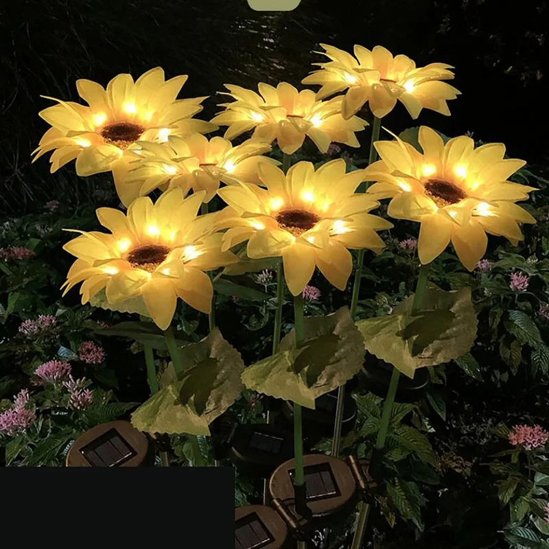 

2021 Garden Decoration Outdoor Solar Sunflower 8 Led Ground Light Landscape Light Lawn Light Jardin Decoration Exterieure