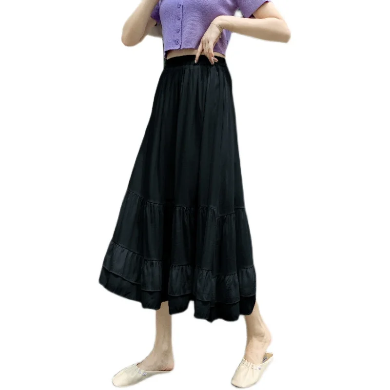 Женская винтажная юбка с высокой талией длинная белая из эластичного шифона в