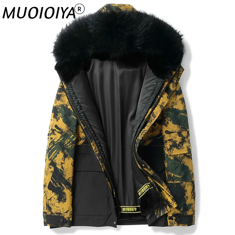 

MUOIOYIA Man Parka Winter Jacket Men Real Rabbit Fur Coat Male 100% Raccoon Fur Collar Jackets Korean Style Clothes Veste LXR992