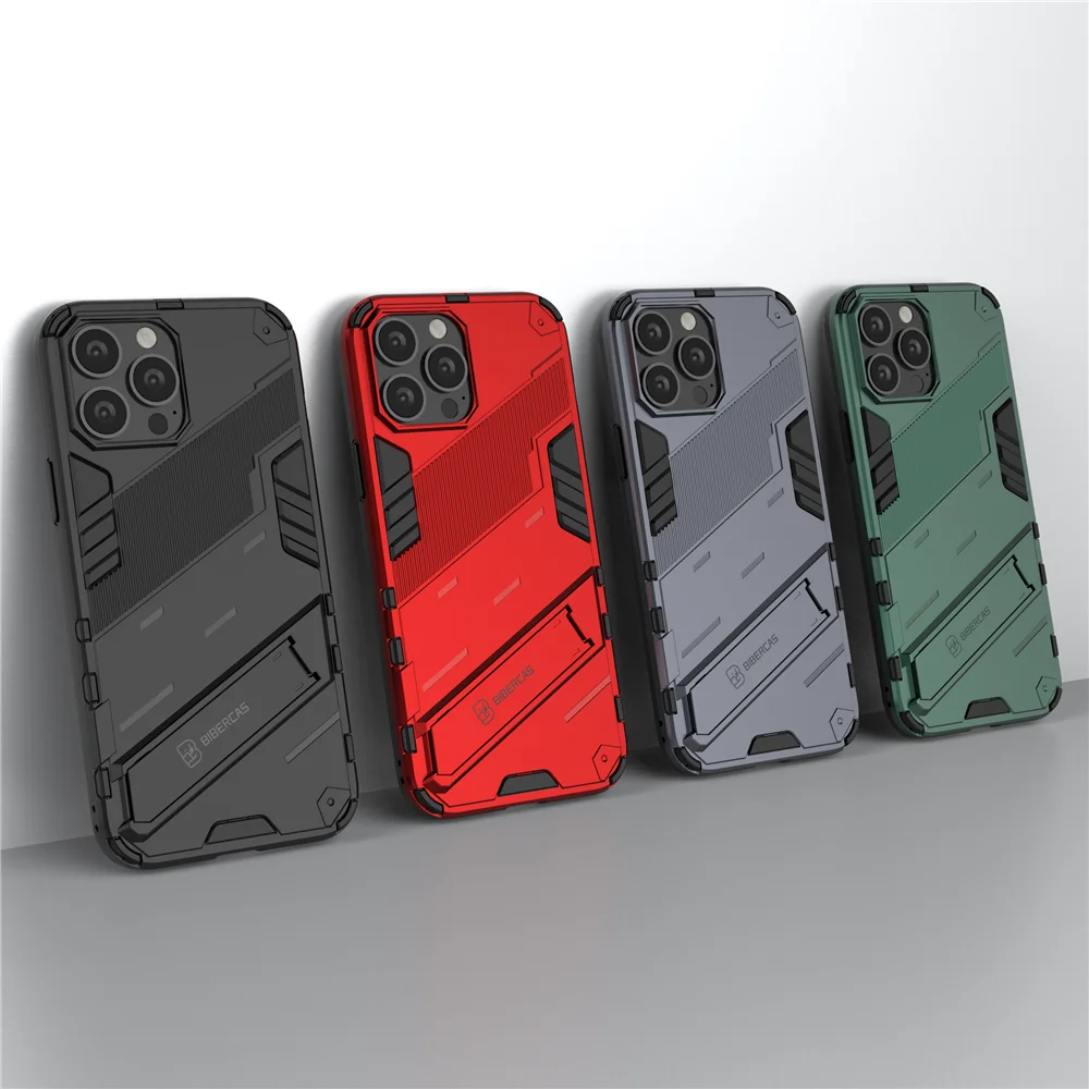 

Case For iPhone 13 Pro Max 13Max 13mini Shockproof TPU Bumper Robot Holder Stand Armor Back Coque For iPhone 13Pro Max Cover