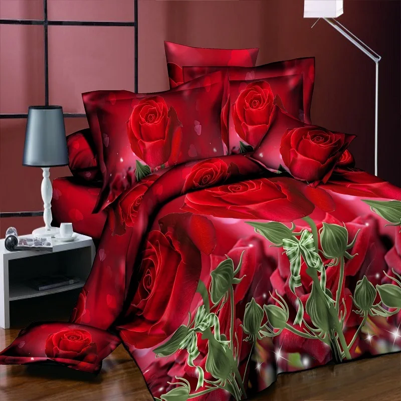 

Red Big Rose Flower Duvet Cover Set 3pcs Bedding Set 3d Bedding Digital Printing Queen Size Bed Linen Bedclothes Home Textile