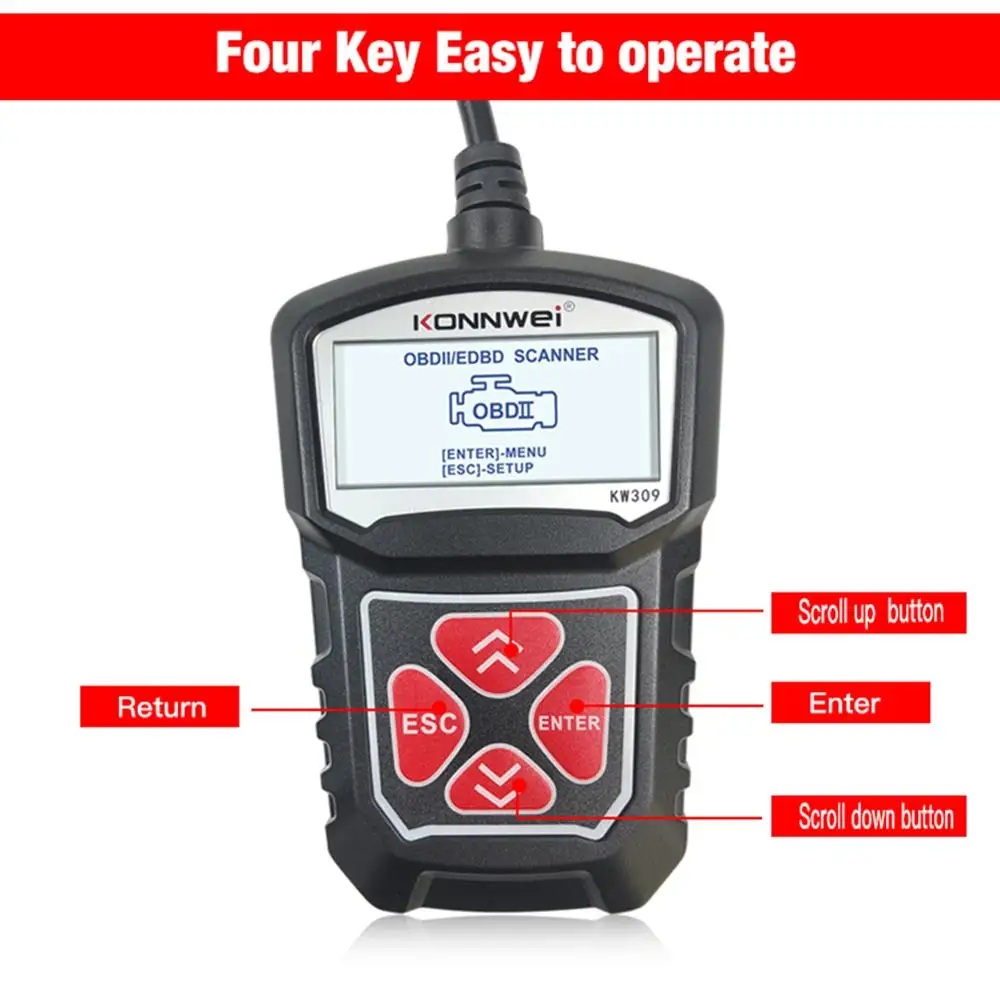 Автомобильный диагностический сканер KONNWEI KW309 OBDII OBDII/2 кода EOBD на 7 языках |
