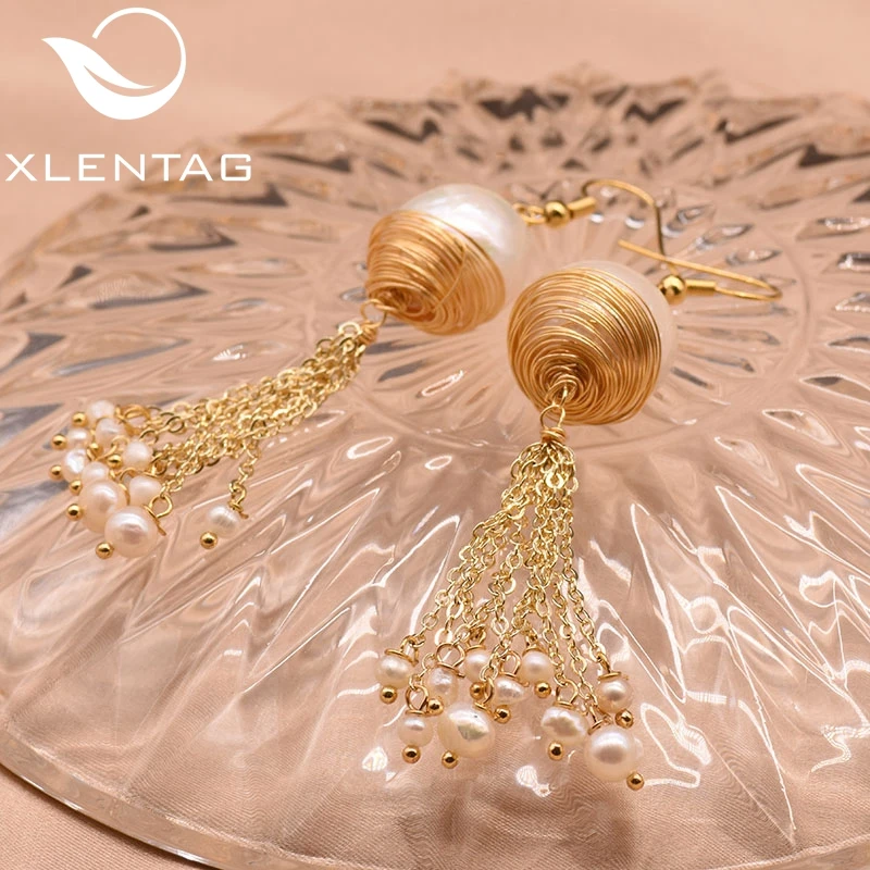 Женские жемчужные серьги XlentAg серьги-капельки ручной работы в стиле барокко с