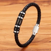 xqni various styles of small accessories stainless steel mens leather bracelet magnet buckle classic boys valentines day gift