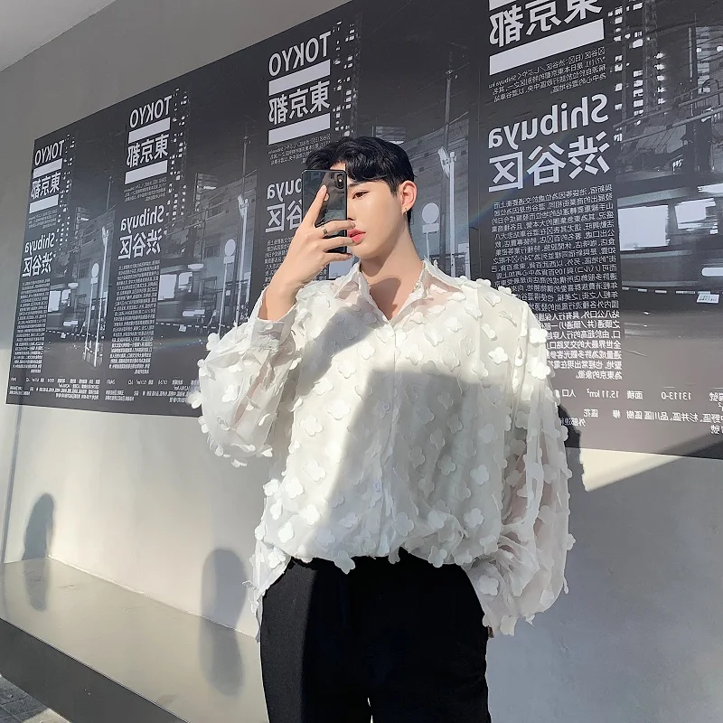 Блуза модная мужская повседневная свободная плюс размер Печатный перспективный