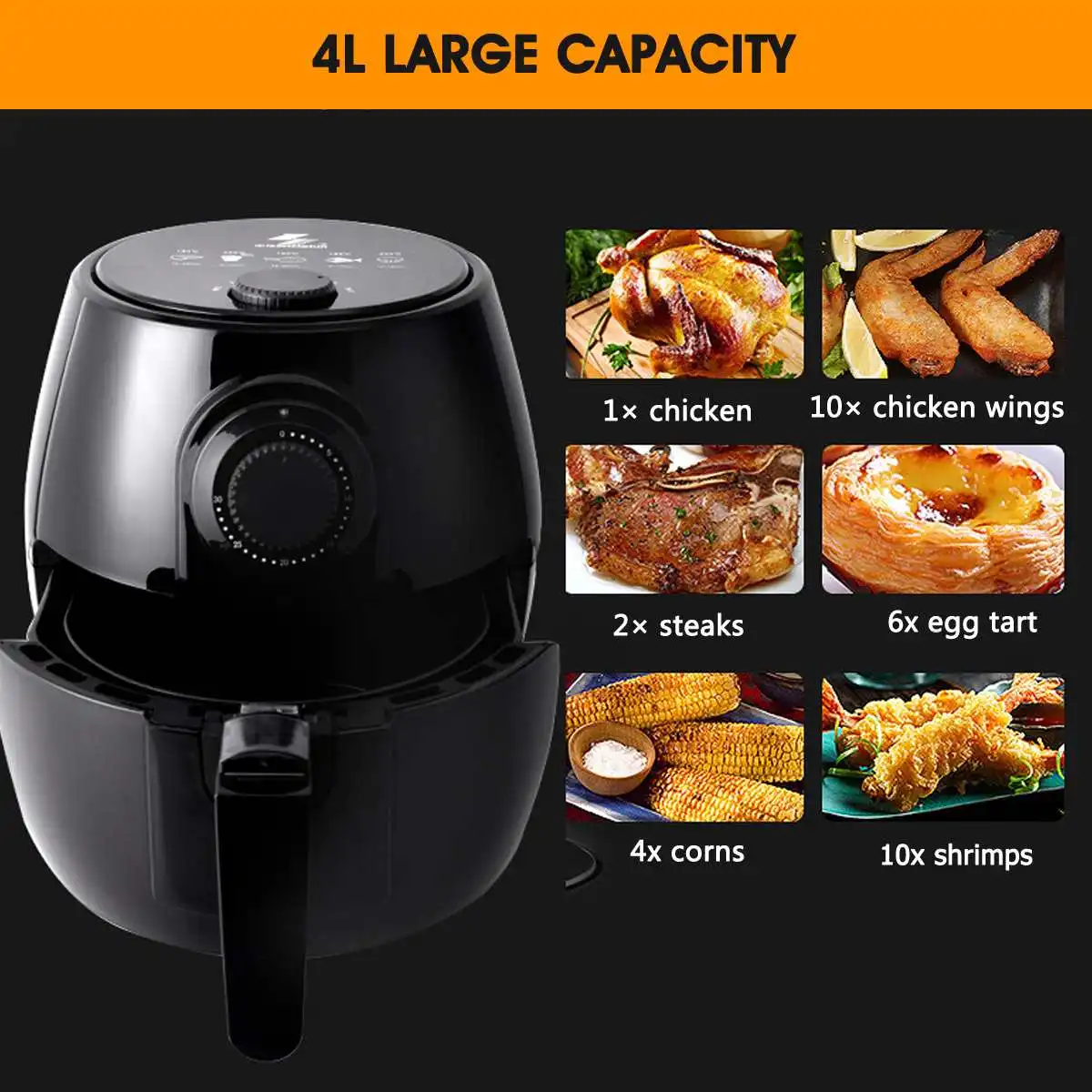 1200W 4L Health Fryer Cooker Smart Touch LCD Airfryer Pizza Oil free Air многофункциональная умная фритюрница