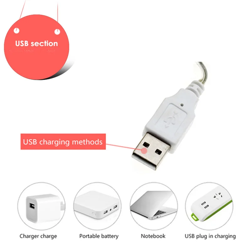 Светодиодная водонепроницаемая лента медный провод с питанием от USB для