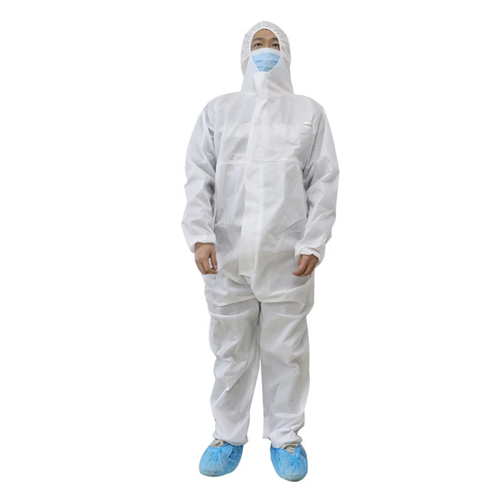 

White Coverall Hazmat Suit Disposable Antivirus Coveralls Protective Clothing Overall Workshop Safety Suit Protection Protective