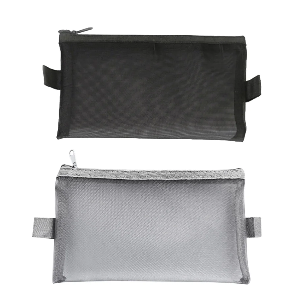 

4pcs Large Capacity Mesh Pencil Pouch Portable Zipper Stationery Bag (Large Size Black/Gray, 2 for each)
