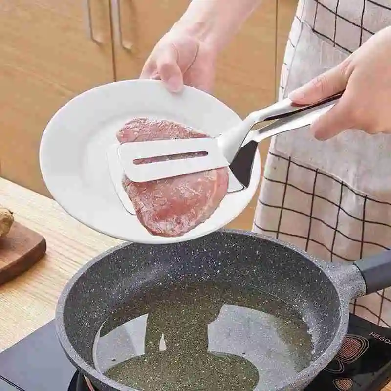 Steel Food Turning Spatula Tongs Cookers Stove Parts Set Cookware Appliances Kitchen Gas Pans Multifunctional Par F4H2