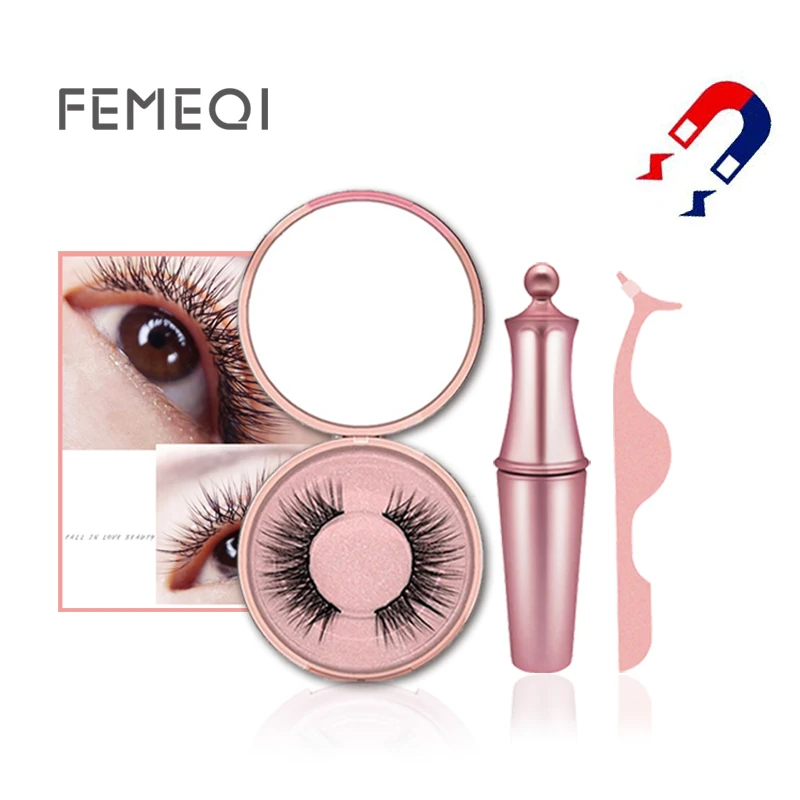 

Магнитные накладные ресницы FEMEQI, жидкая подводка для глаз, набор магнитных накладных ресниц и пинцетов, подводка для глаз и ресницы