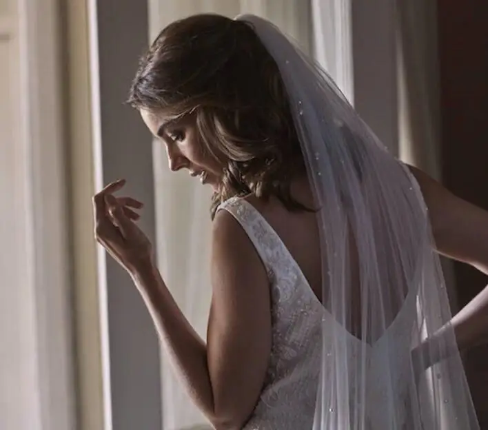 Элегантные Длинные свадебная фата с металлическая расческа 2020 жемчужины мягкие