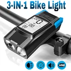 Велосипедный передний фонарь, 4000 мАч, зарядка через USB, со спидометром и гудком, 800 люмен