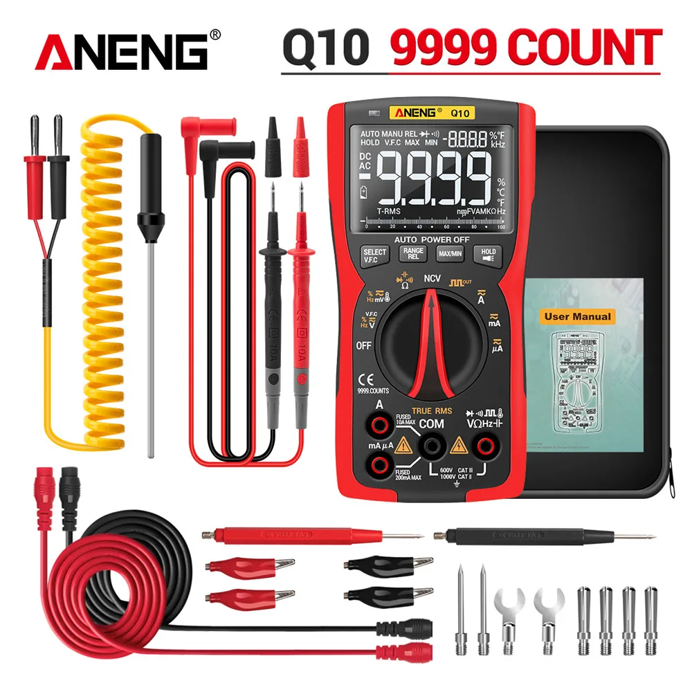 ANENG Q10 9999 Counts Ture Rms Meter lCR Digital Multimeter Professional Analog Multimetro Transistor Tester Multimeters | Инструменты