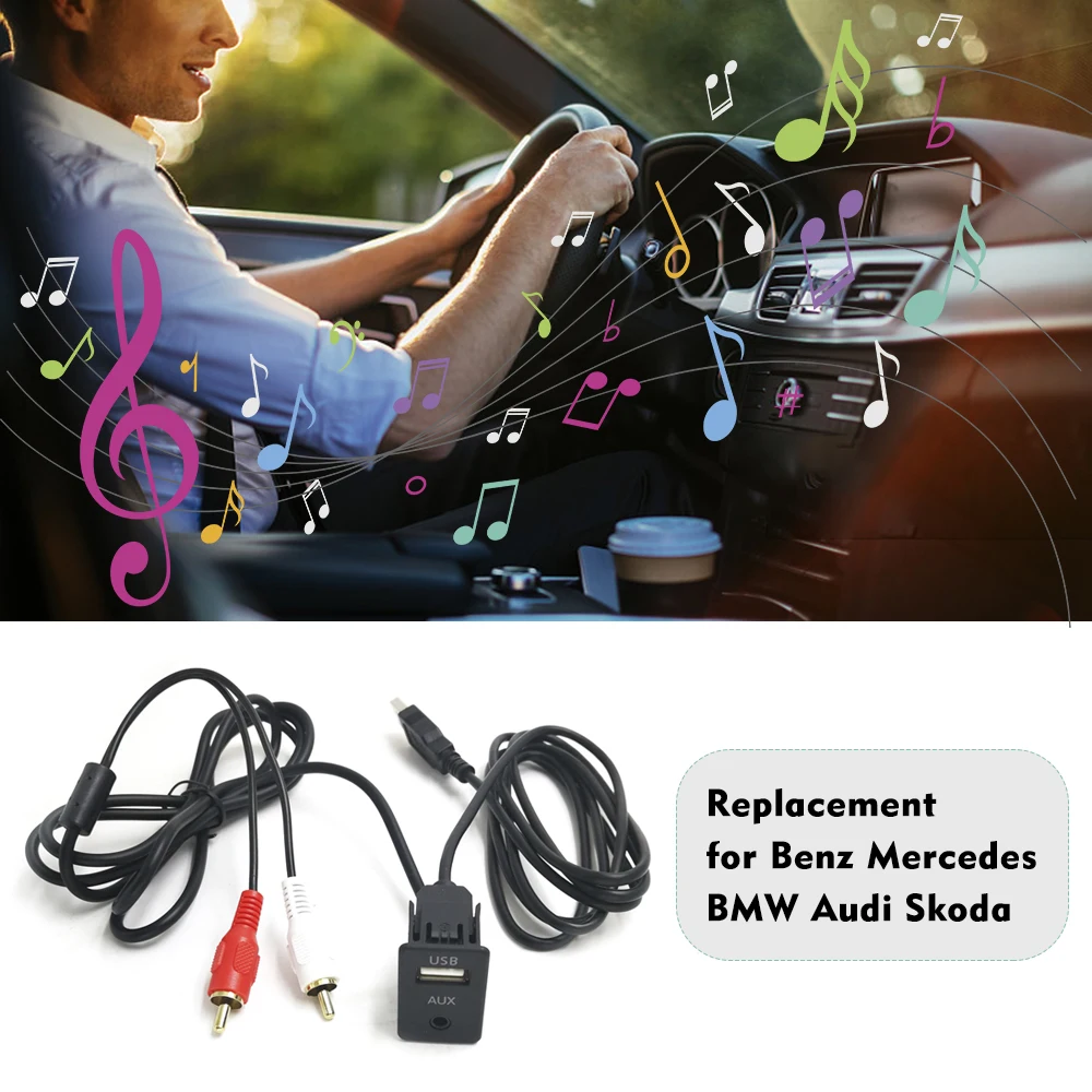 Автомобильный Стайлинг AUX USB аудио адаптер кабель 2RCA 100 см замена для Benz Mercedes BMW Audi