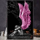 Картина по номерам плающая девушка с крыльями, ручная роспись маслом, картина для взрослых и детей, окрашивание, домашний декор, уникальный подарок