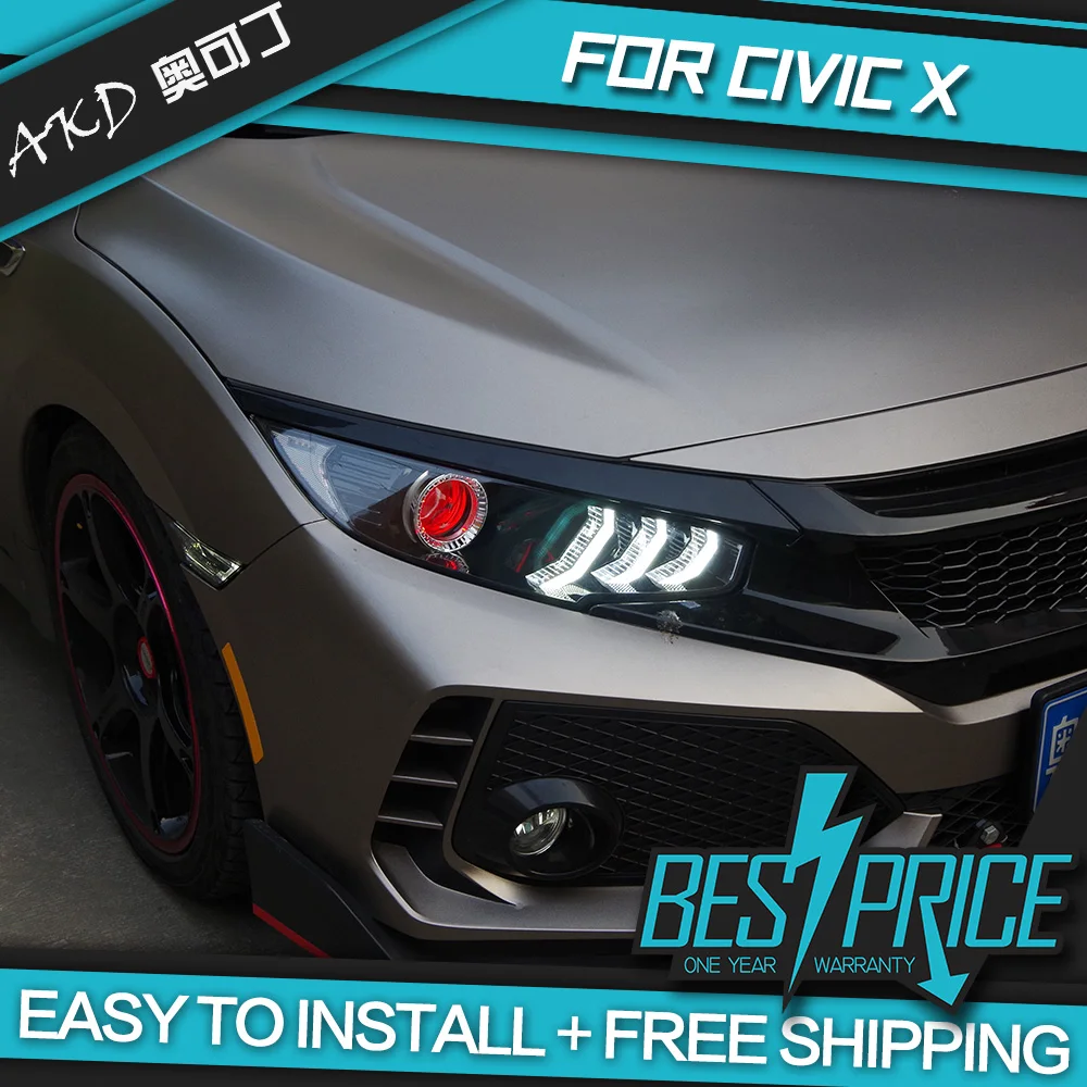 АКД автомобилей Стайлинг фар для Honda Civic G10 2016 2018 Mustang Тип фары светодиодный