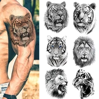 waterproof temporary tattoo sticker forest lion tiger bear flash tattoos women leopard wolf body art arm fake tatoo men